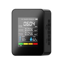 공기측정기 공기질측정기 온습도계 towayer air quality monitor tvoc hcho co2 meter detector 다기능 5 in 1 디지털 온도 및 습도, 자주색