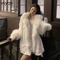 vsyoy 가벼운 럭셔리 일본 고급 겨울 새로운 느슨한 슬림 패션 스타일 패딩 모피 코트 여성 의류