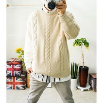 [L-3XL] 커플니트 빅사이즈 꽈배기 배색 라운드 기본니트 큰옷