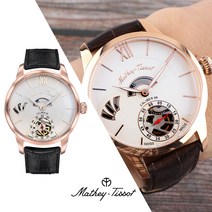 메티티솟 블랙 오토메틱 라운드 가죽 시계 AM1886PZ