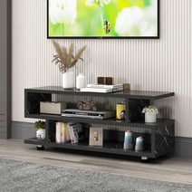 원목거실장 낮은거실장 티비다이 선반 tv 장식장 받침대, 80x30x40cm, 인조대리석 블랙
