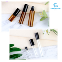 롤러볼 유리 롤온 공병 향수 화장품 휴대용 용기 리필통, 갈색, 3ml 10병