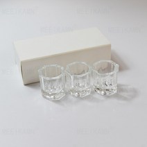 3 개 유리 컨테이너 페인트 색상 혼합 메이크업 미니 그릇 속눈썹 접착제 문신 잉크 안료 디스플레이 매니큐어 브러시 청소 컵, [05] White Box