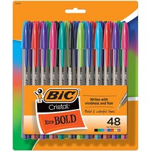 BIC Cristal Xtra 볼펜 48개 다양한 색상 미디엄 포인트 1.6mm 필기용 컬러 펜 학용품