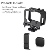 액션캠대여 초미니무선카메라 바디캠 GoPro Hero 10 9 블랙 프레임 케이스 렌즈 보호 캡 커버 케이지 배터리 사이드 고프로 히어로 11 카메라 액세서리, [01] 1set
