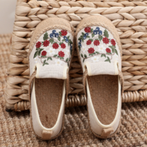 플라워 자수 큐티 여성 캔버스슬립온 밀집