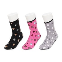 양말명가 여성 불타는 요술버선 큐티패턴 중목 3켤레 겨울 방한 수면