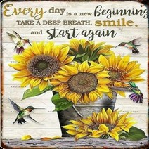 미니간판 안내표지판 도어사인 Vintage Sunflower Metal Poster Signage Tin Painting Plaque Home Garden Farm Modern W, 20.20 - 20x30cm