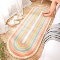 여름용러그 타일 카페트 방바닥 자취방 작은방 잔디 타원형 긴 침대 옆 카펫 가정용 거실 침실 인테리어