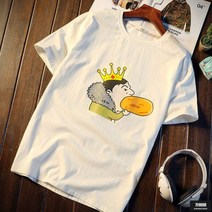 가바바 남성 빅사이즈 반팔티 귀여운 캐릭터 로고 라운드 반팔티 G47199