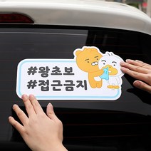 차량용 왕 초보운전 문구 스티커 리틀 카카오 라이언 어피치, 리틀어피치