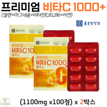 종근당건강 비타민C 프리미엄 비타씨1000 셀렌 마그네슘 비타민E 비타민B1 비타민B6 아연 식약처 인정 건강기능식품, 2박스, 1100mg x 100정
