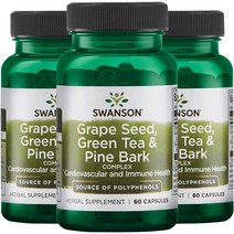 스완슨 그레이프 시드 그린티 & 소나무껍질 컴플렉스 60캡슐 3팩, 3개