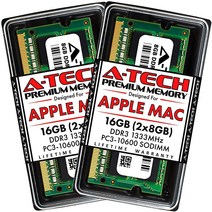 A-Tech 16GB 키트 (2x8GB) DDR3 1333MHz SODIMM PC3-10600 RAM 애플 맥북 프로 용 (유럽/후반) 아이맥 (미드 2010 27인치 미드 20, 16 GB