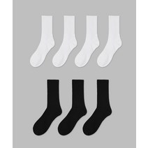 DWS COMPANY [7PACK] 크루 삭스 모노_화이트/블랙, 블랙 7팩_여성용 (225 255mm)