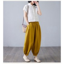 블랙보이 여성 린넨 바지 여름 와이드 팬츠 시원한 여성바지 린넨 조거 팬츠 빅사이즈 9부바지 00860
