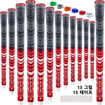 SAPLIZE 골프 그립 표준형/중형 15개 무료 테이프가 포함된 13개의 그립 다중 복합 하이브리드 골프 클럽 그립 6가지 색상 옵션, 중형, 레드