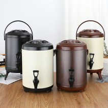 6L 8L 10L 12L 대용량 냉온수통 멋스러운 냉온수통 캠핑 커피전문점 식당, 1.갈색+아이보리
