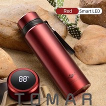 수입 온도 보온병 텀블러 죽통 마호병 업소용 에코베슬 진공 오래가는 420-1800ml 대용량 304 진공 열 플라스크 물 커피 차 휴대용 병, 레드 스마트 주도, 420ml