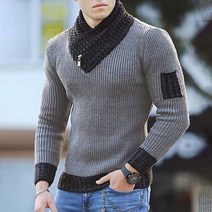 남성 무지 긴팔니트 베놈니트 레드/브라운/블랙/그레이 turtleneck sweater 비보뉴 M341P823