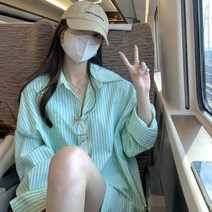 여자 셔츠 브랜드 스트라이프 코디 여름 오버핏 청 남방 체크 크롭 블라우스 화이트 흰 연보라