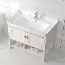 욕실 소형 세면대 세면기 하부장 세트, 화이트 43cm +문 없는 하부장, 화이트