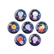 BT21 미니니 스페이스 홀로그램 캔뱃지 핀버튼 핀 배찌 브로치