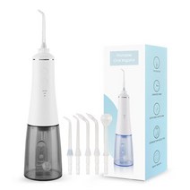 ZS 무선 휴대용 물 치실 5 노즐 350밀리리터 여행하다 USB 충전식 구강 세정기 치음 치아 미 백 청소, [01] Gray White