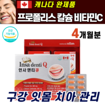 캐나다 완제품 직수입 식약청 인증 치아 뼈 건강 프로폴리스 추출물 칼슘 비타민C 씨 잇 임 몸 구강 관리 케어 프리 플로 플리 폴리스 영양제 항산화 신경 근육 50 60 70대, 1박스