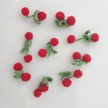 쥬쥬핑크 미니 손뜨개 체리방울 코바늘 체리 장식