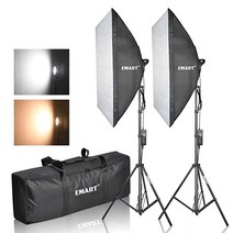 EMART 사진 소프트박스 조명 키트 사진 장비 스튜디오 소프트박스 50.8cm x 68.6cm20인치 x 27인치 45W 조도 조절 가능한 LED 인물 사진 비디오 및 촬영용