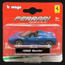 부라고-1:64 페라리 488 GTB 458 스파이더 F40 컴피티션 엔조 430 스쿠데리아 스쿠데리아 F12TDF 콜릿 다이 캐스트 자동차 모델 스포츠카, 458 Spider blue