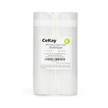 CeKay Vacuum Sealer Rolls Food Storage Saver Commercial Grade Bag Create Your Own Size Bag (2-Pack), 8 x16