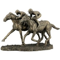 US 30.5cm(12.63인치) 두 개의 Jockeys 경마 콜드 캐스트 브론즈 피규어552358