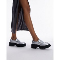 발편한단화 스웨이드 여성로퍼 Topshop Lottie 실버 청키 로퍼
