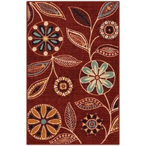 Maples Rugs Reggie 꽃무늬 주방 러그 미끄럼 방지 액센트 부분 카펫 [미국산] 71.8 x 191.4cm(2피, Merlot