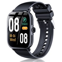 통화가능 블루투스 웨어러블 스마트워치 P3S 한글판 대화면 1.81인치 건강 모니터링 운동시계 KC인증, 블랙