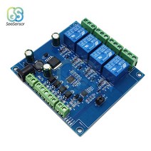 Modbus-Rtu 4 채널 7-24V 릴레이 모듈 스위치 Modbus RTU 출력 5V 입력 485 통신 TTL 핀