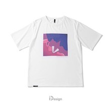 캐치드 오리지널 디자인 유럽과 미국의 간단한 만화 커플 키스 팝 바람 코튼 화이트 짧은 소매 티셔츠 타이드