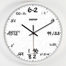 신박한 무소음 수학 공부방 학원 시계 공식 인테리어 벽시계, 12인치 + E