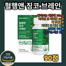 혈행앤징코 브레인 90정 blood circulation en ginkgo brain 정제형 정제타입 기억력 혈행 건강 관리 은행입 대용량 대량 케어 두뇌 기억력 도움 건강 식품