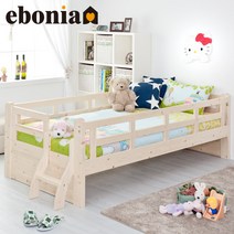 [추가즉시할인+매트구매시 본넬매트업그레이드] 에보니아 미키 이단침대_싱글원목침대 / 백프로 소나무원목 싱글침대 어린이침대 아동침대, 내추럴