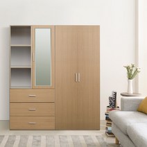 [1만원 즉시할인]장인가구 큐비 1600 옷장_3서랍화장대형옷장+800도어, 그레이