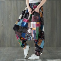 전통 인도요가 하렘 바지 느슨한 코튼 린넨 프린트 드롭 가랑이 하렘 바지 블루머 랜턴 여성 바지 알라딘 인도 네팔 헐렁한 바지
