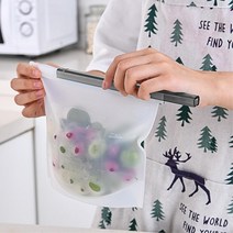 캠핑용 식재료 밀폐보관 실리콘지퍼백 신선보관 저장팩 생선 소분 푸드팩 육수 채소 고기, 화이트