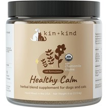 고양이영양제 kinkind 고양이 및 개 불안 완화 보조제 - 진정 스트레스 완화제 애완동물 사과 카모마일 생강 백리향 함유 포뮬러 미국산, [01] 4 온스