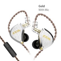 가수인이어 이어폰 CCA-C12 5BA 1DD 하이브리드 메탈 이어폰 CA16 C10 ZSX VX T2 HIFI 베이스 버드 헤드셋, 04 gold  with mic