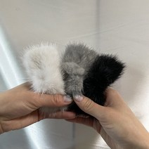 리본 밍크 퍼 털 겨울 윈터 자동 헤어핀 반묶음 머리핀 페미닌룩 연말룩(화이트 그레이 블랙)