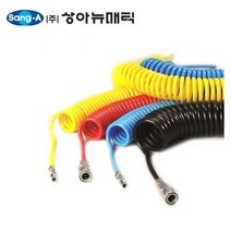 상아뉴매틱 폴리우레탄코일튜브 AC 1208-100 12x8 10M 상아 에어 호스 우레탄호스 (카플링포함) 노랑 파랑