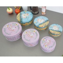 보관정리깡통 원형틴케이스 3사이즈세트 클립 틴박스 약보관 선물보관통 아기간식, 블루